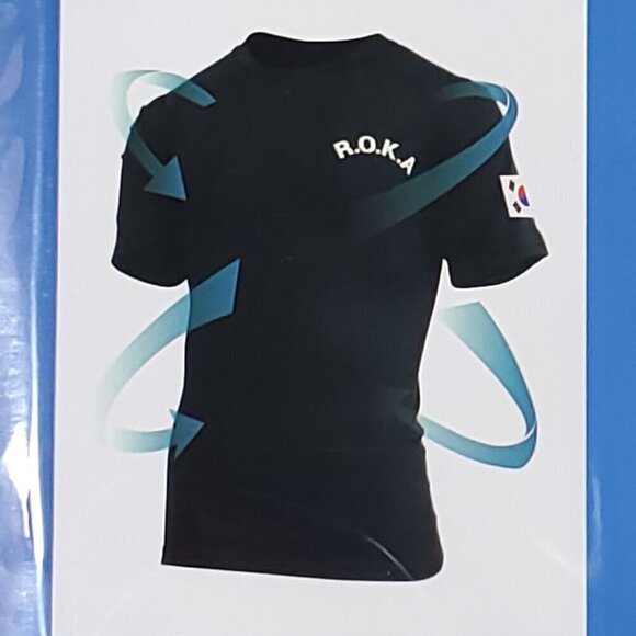 *READ* ROKA Korea Black Solid Army Short Sleeve Performance T-Shirt Tee BTS DP - Picture 2 of 10